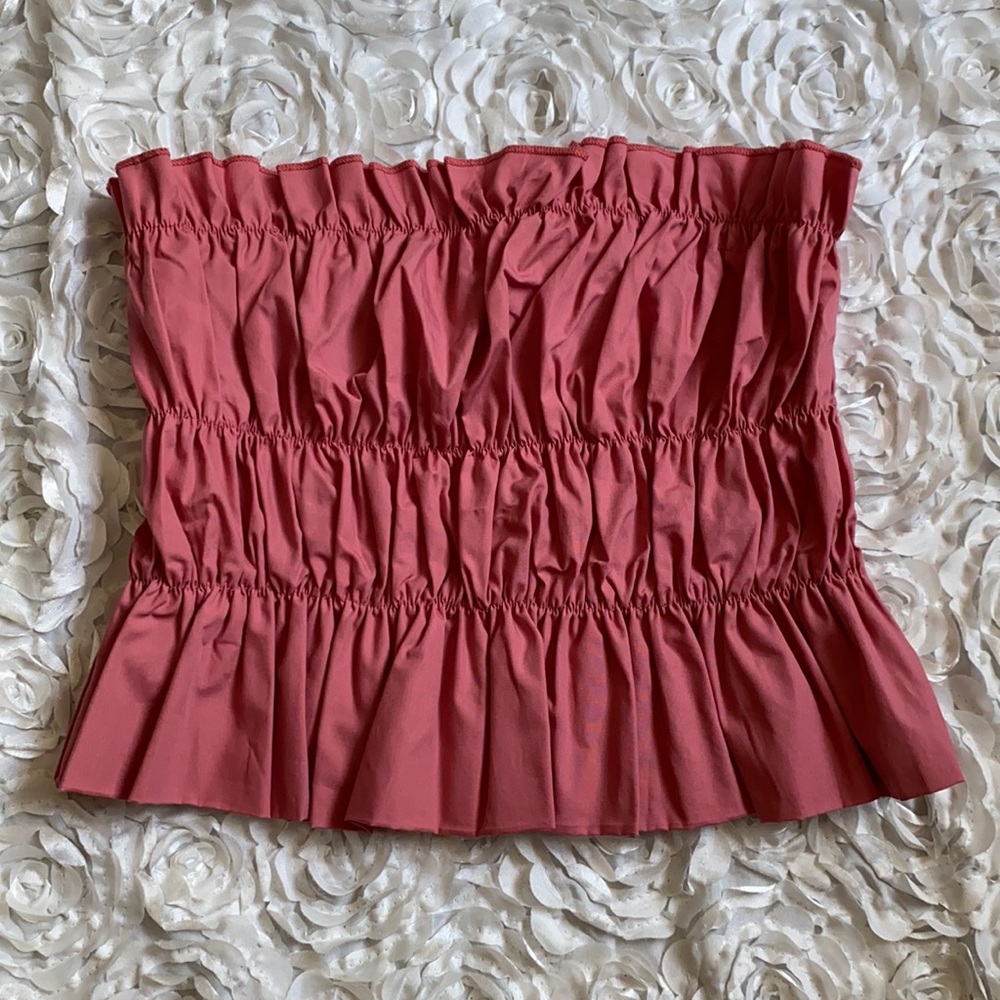 . New rose pink scrunch tube top size xs